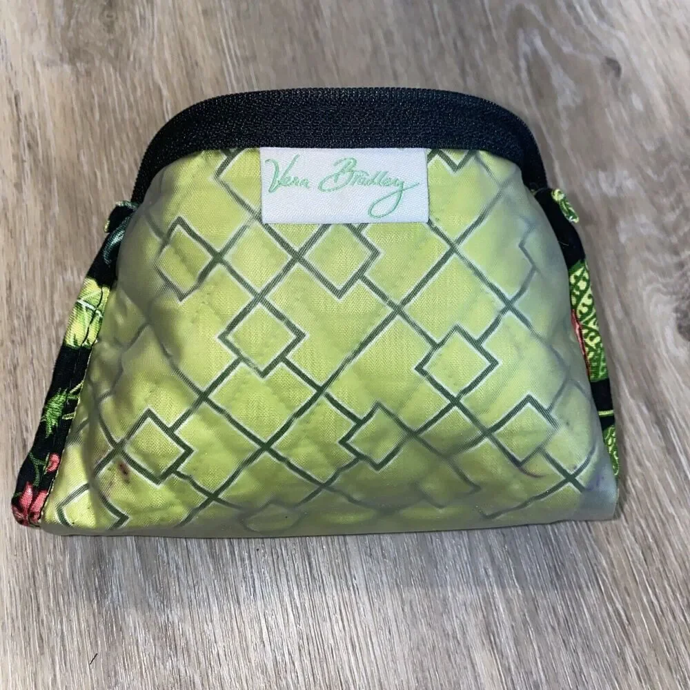 Vera Bradley Small Make Up Cosmetic Travel Bag Lined New Hope Black Pink Floral